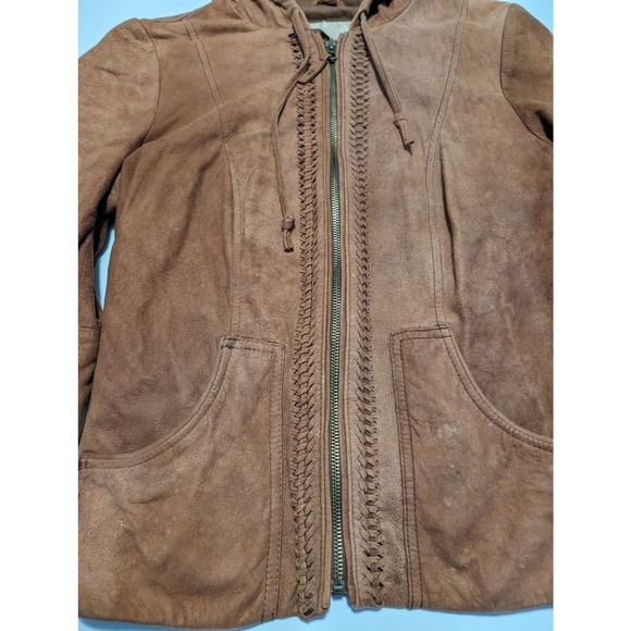 Lucky Brand Lucky Legend Womens Brown Suede Leather Jacket Size Medium Laced - Picture 3 of 16